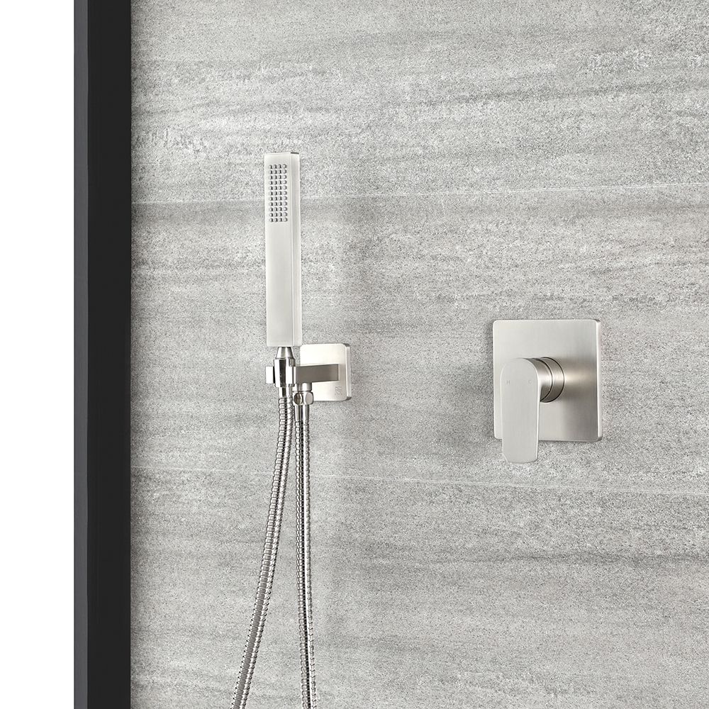 Milano Hunston - Brushed Nickel Shower with Square Hand Shower Kit (1 Outlet)