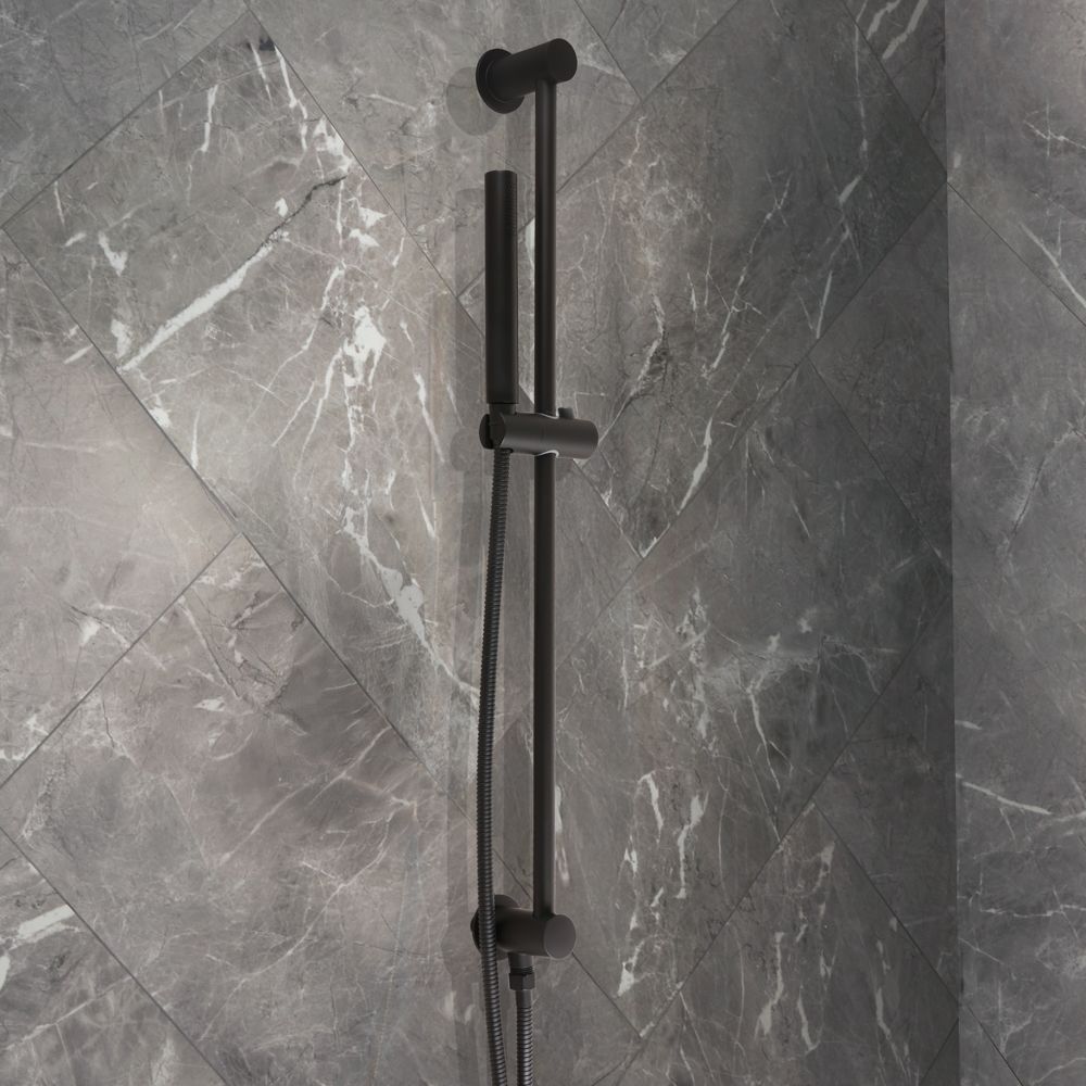 Milano Otto - Modern Round Riser Rail Kit with Hand Shower and Integrated Elbow - Choice of Finish