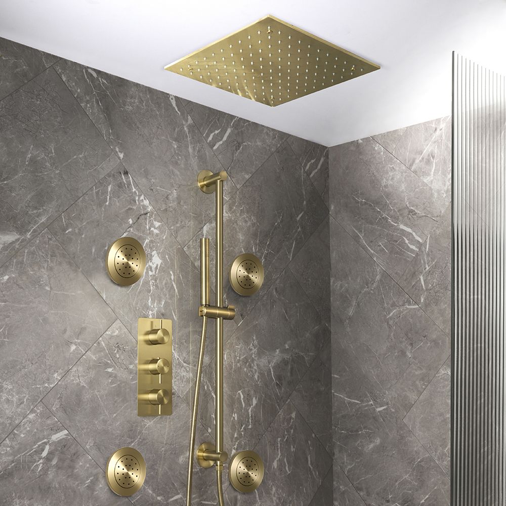 Milano Otto - Modern Thermostatic Shower with Recessed Shower Head, Body Jets and Riser Rail Kit - Choice of Finish (3 Outlets)