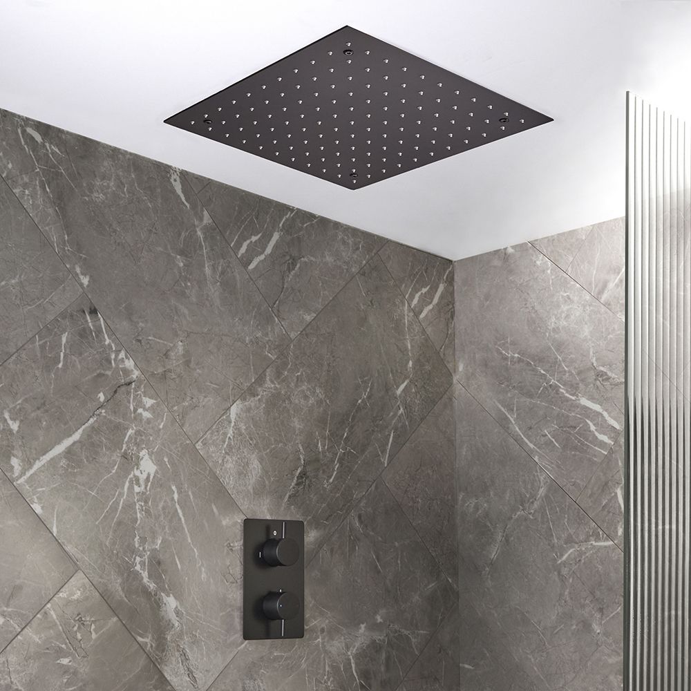 Milano Otto - Modern Thermostatic Shower with Recessed Shower Head - Choice of Finish (1 Outlet)