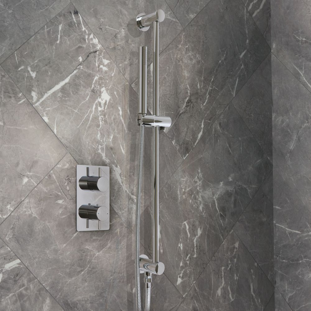 Milano Otto - Modern Thermostatic Shower with Riser Rail Kit - Choice of Finish (1 Outlet)