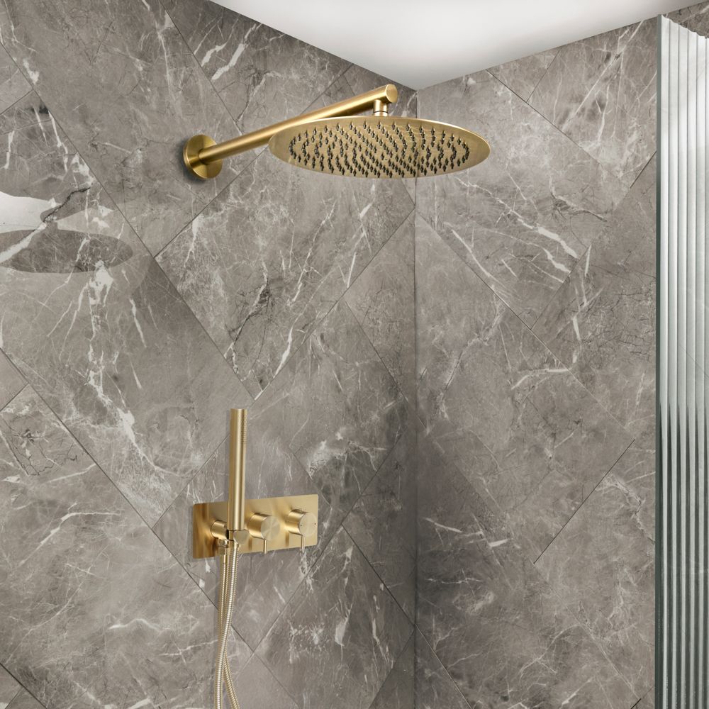 Milano Otto - Modern Thermostatic Shower with Diverter, Shower Head and Hand Shower (2 Outlet) - Choice of Finish