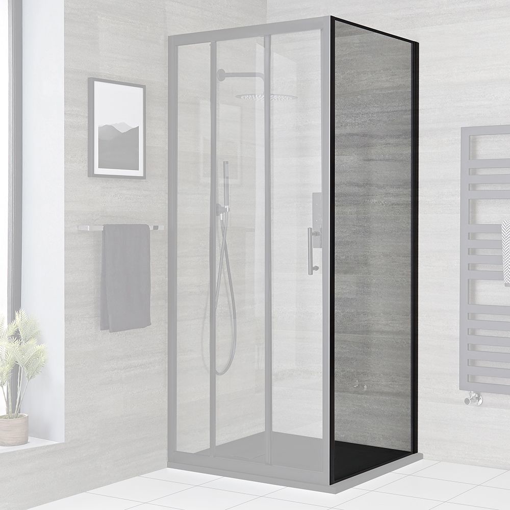 Milano Nero - Black Shower Side Panel - Choice of Sizes