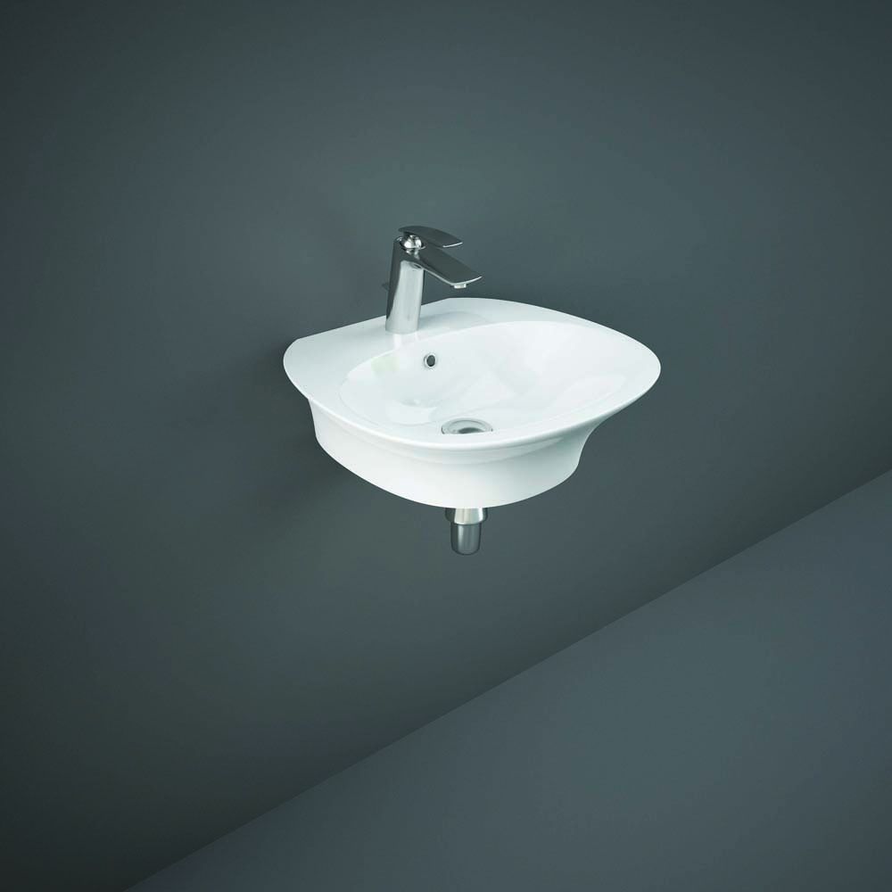 RAK Sensation - Gloss White Modern Wall Hung Basin - 500mm x 460mm (1 Tap-Hole)