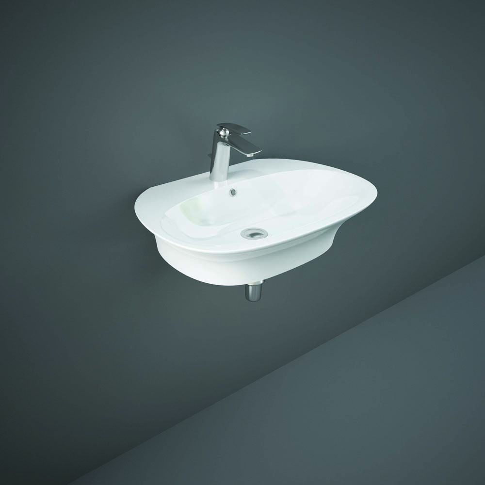 RAK Sensation - Gloss White Modern Wall Hung Basin - 600mm x 460mm (1 Tap-Hole)