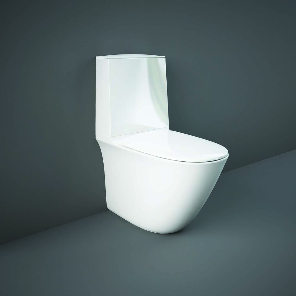 RAK Sensation - Gloss White Modern Touchless Close Coupled Rimless Toilet with Soft Close Seat