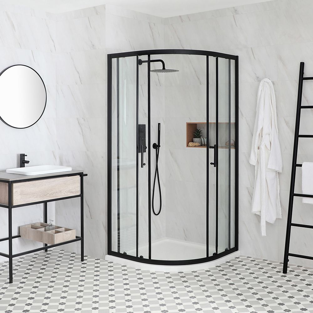 Milano Nero - Black Quadrant Shower Enclosure - Choice of Sizes