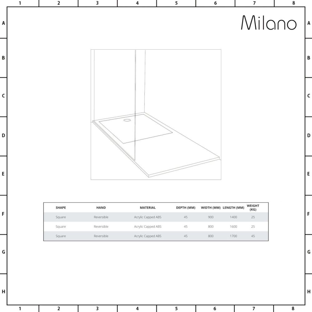 Milano Lithic Low Profile Rectangular WalkIn Shower Tray Choice of