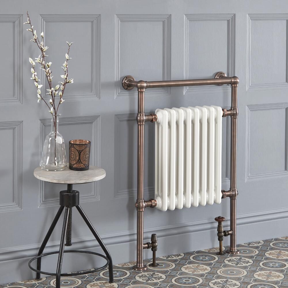 Milano Elizabeth - Brushed Bronze Traditional Heated Towel Rail - 930mm x 620mm