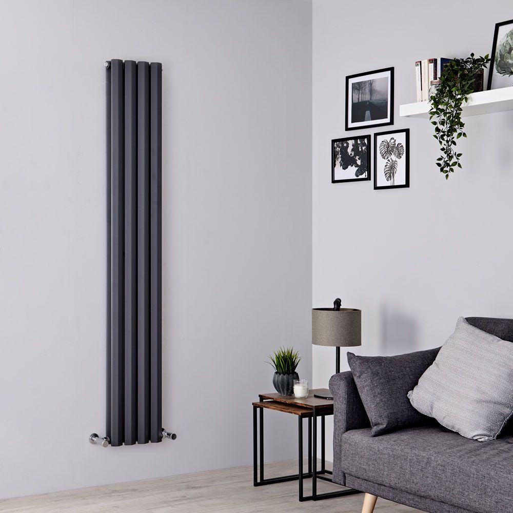 Milano Viti - Anthracite Diamond Panel Vertical Designer Radiator - 1780mm x 280mm (Double Panel)