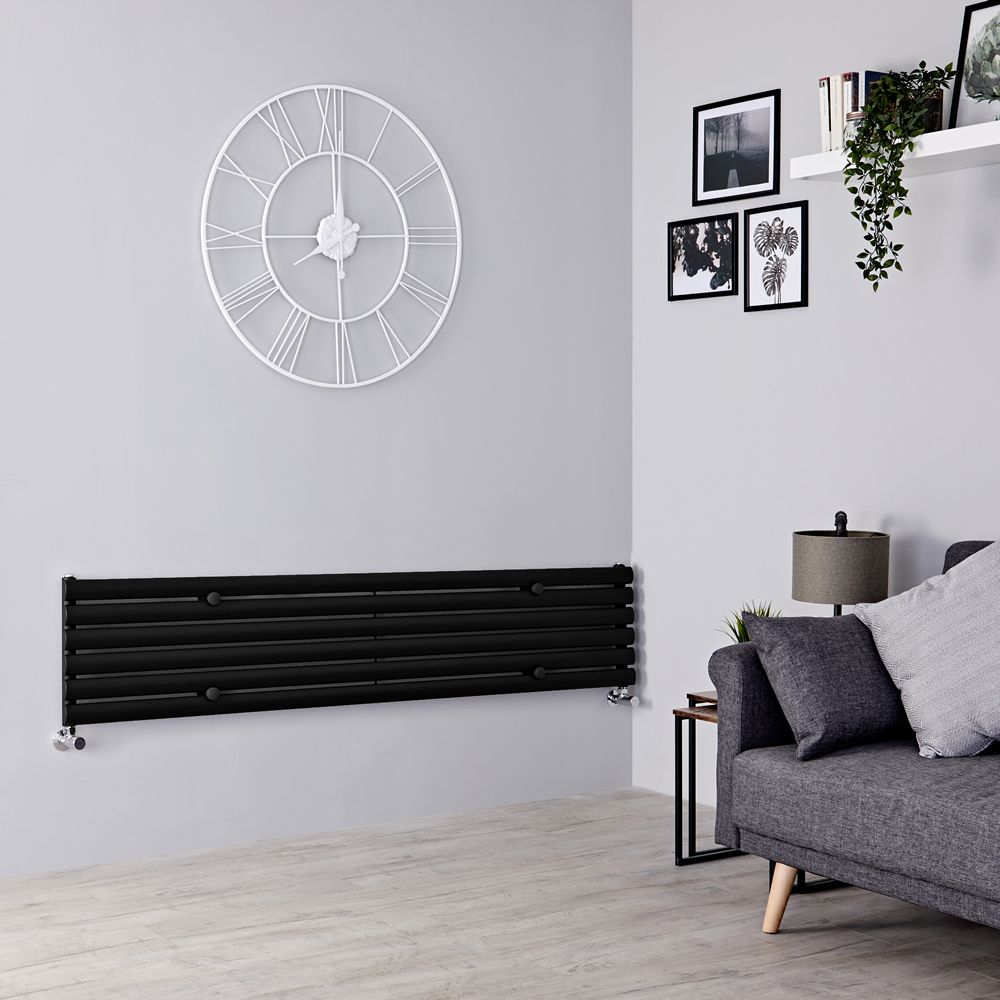 Milano Aruba - Black Horizontal Designer Radiator - 354mm x 1780mm (Single Panel)