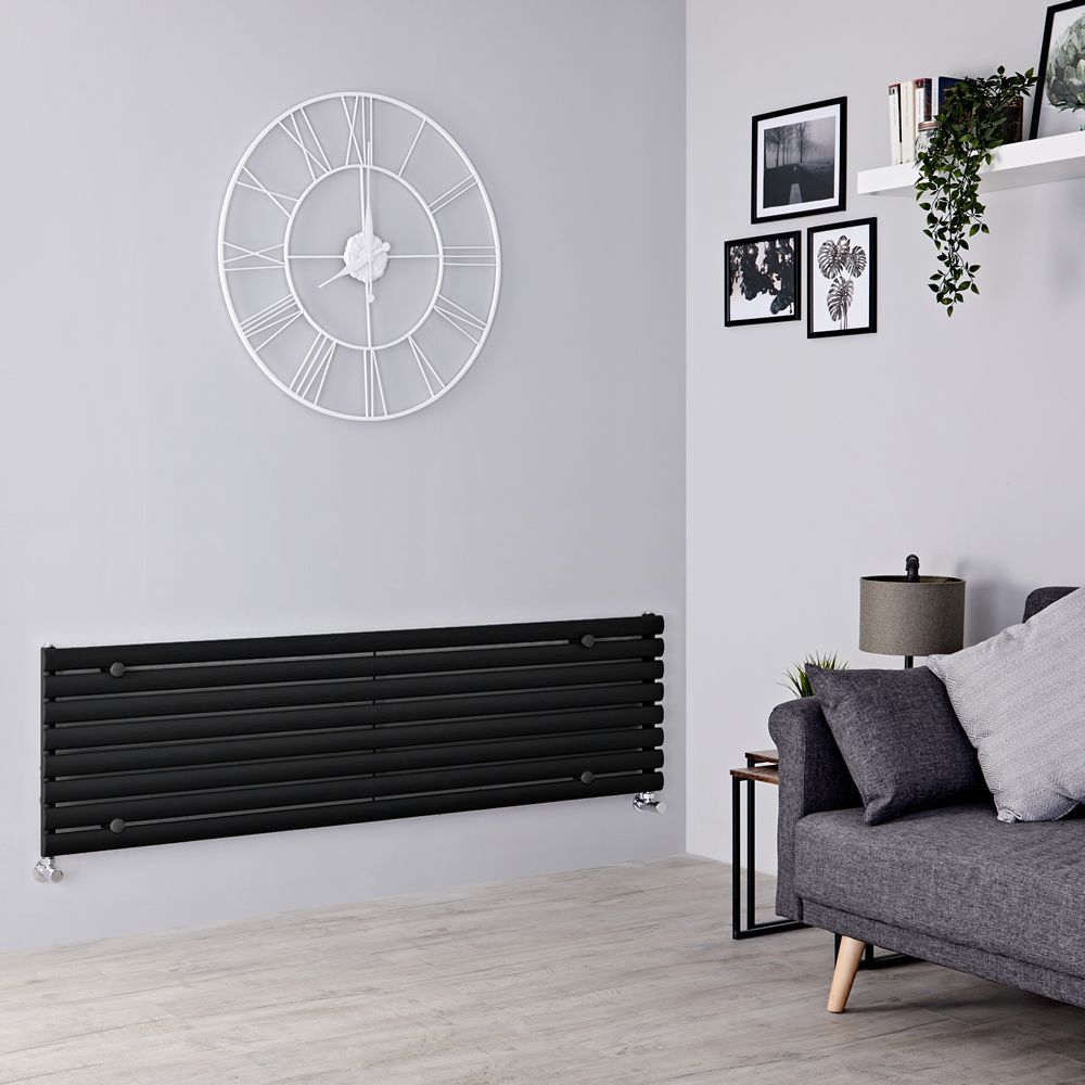 Milano Aruba - Black Horizontal Designer Radiator - 472mm x 1780mm (Single Panel)