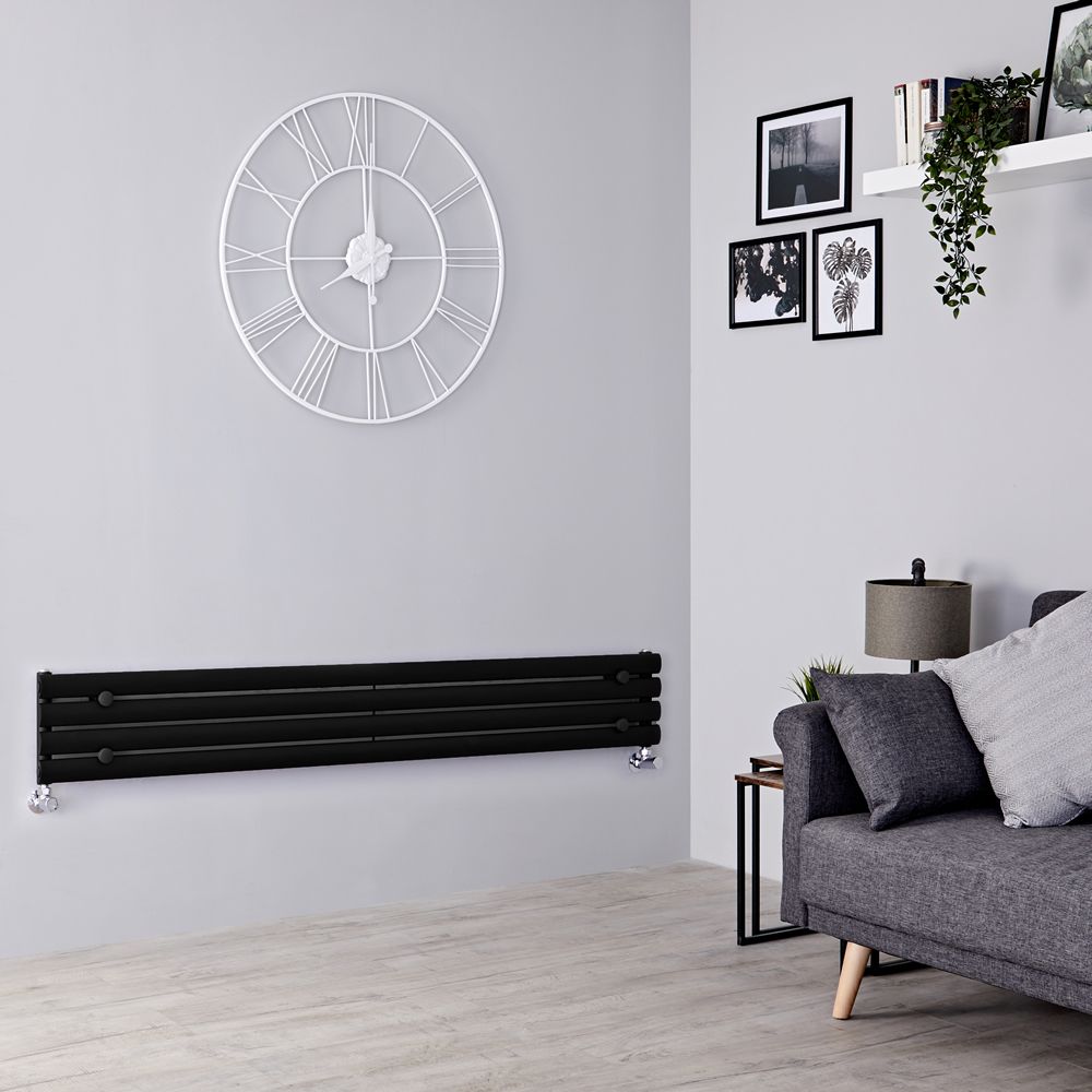 Milano Aruba - Black Horizontal Designer Radiator - 236mm x 1780mm (Single Panel)