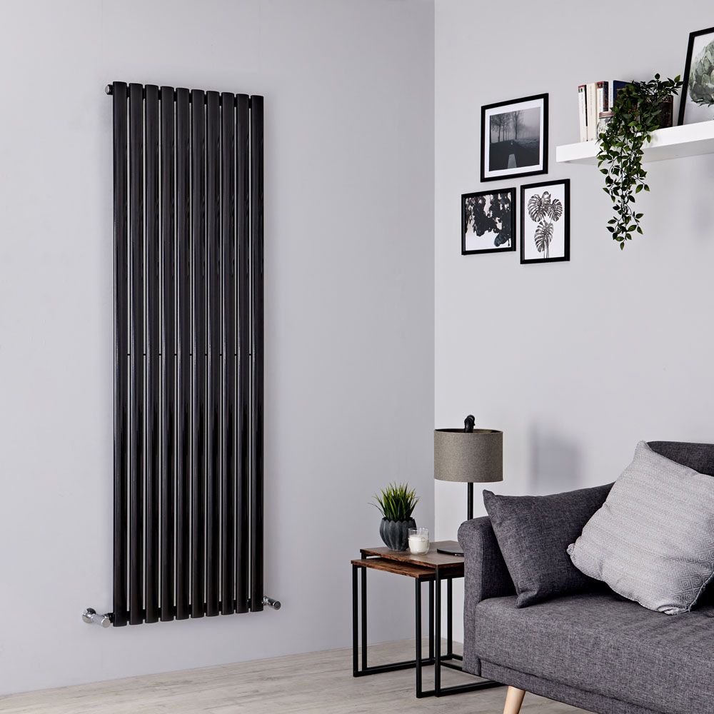 Milano Aruba - Black Modern Vertical Designer Radiator - 1780mm x 590mm (Single Panel)