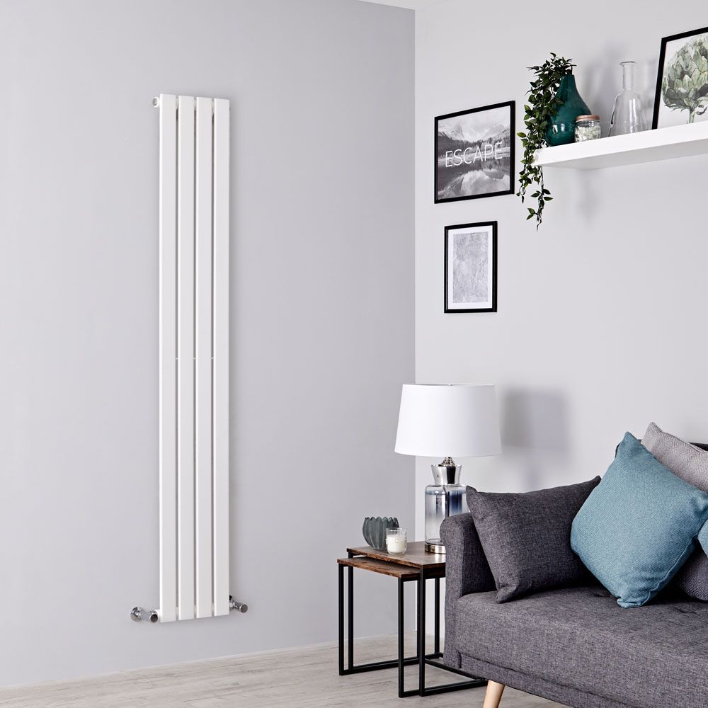 Milano Alpha - White Flat Panel Vertical Designer Radiator - 1780mm x 280mm (Single Panel)