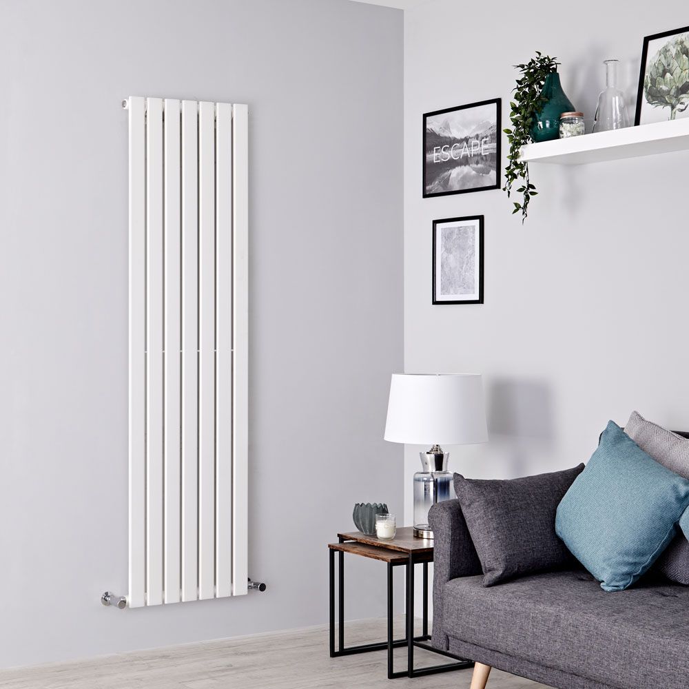 Milano Alpha - White Flat Panel Vertical Designer Radiator - 1780mm x 490mm (Single Panel)