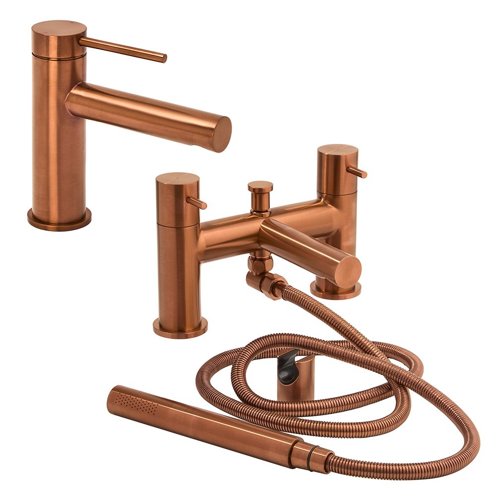 Milano Otto - Modern Basin Mixer and Bath Shower Mixer Tap Set - Choice of Finish