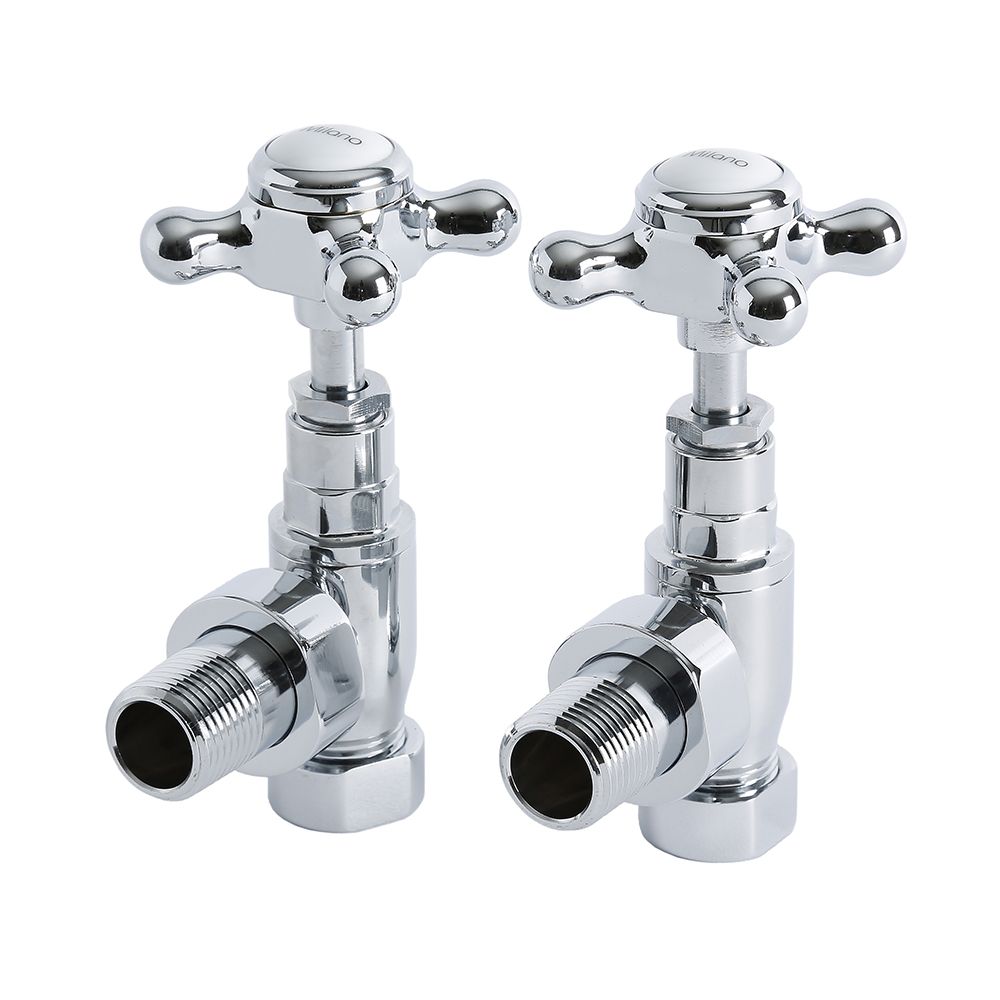 Milano - Chrome Traditional Angled Radiator Valves (Pair)