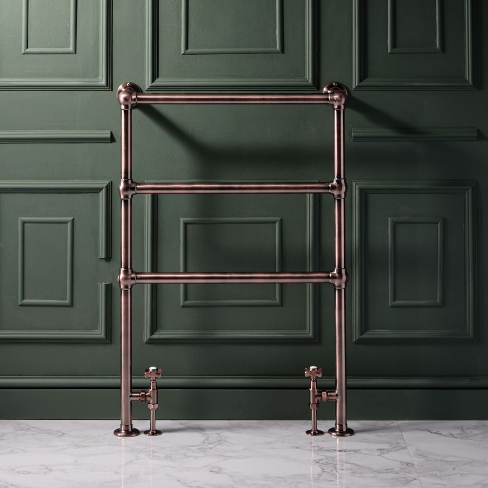 Milano Derwent - Traditional Minimalist Brushed Bronze Heated Towel Rail - 966mm x 673mm