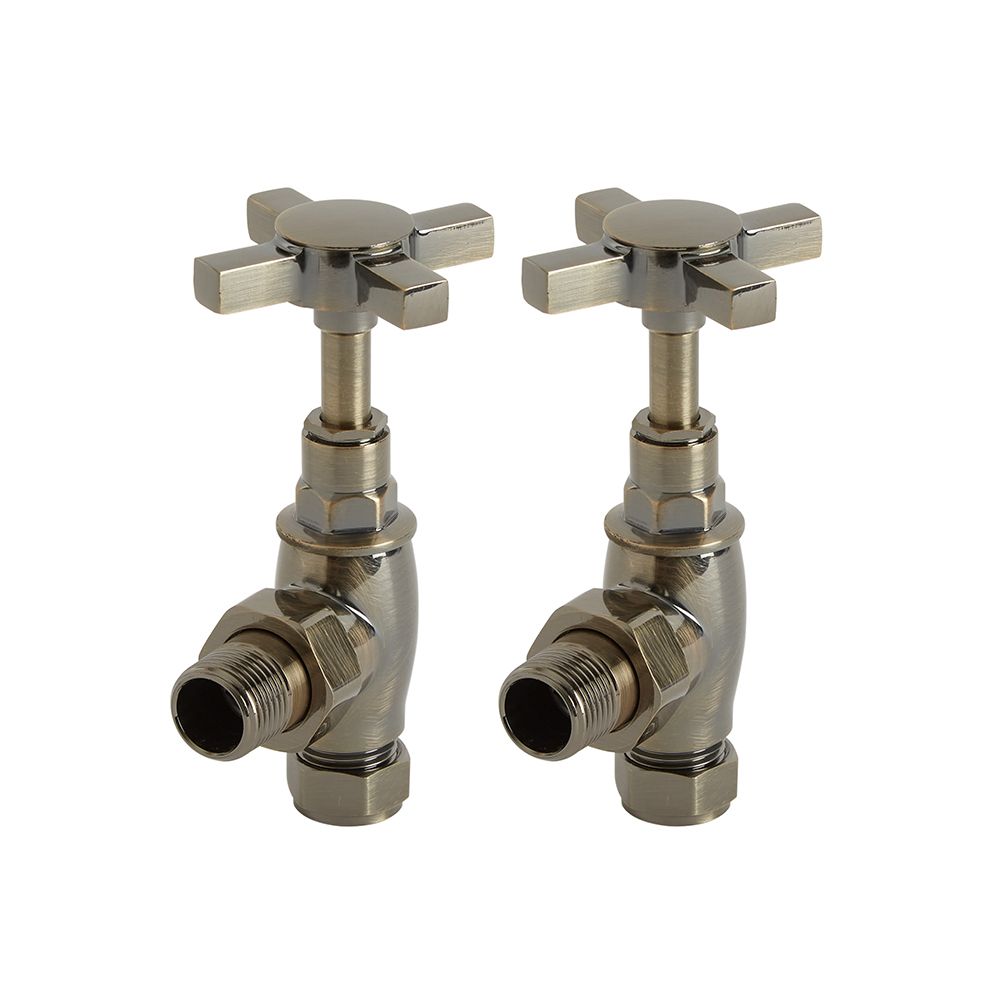 Milano - Dark Brushed Brass Traditional Angled Radiator Valves