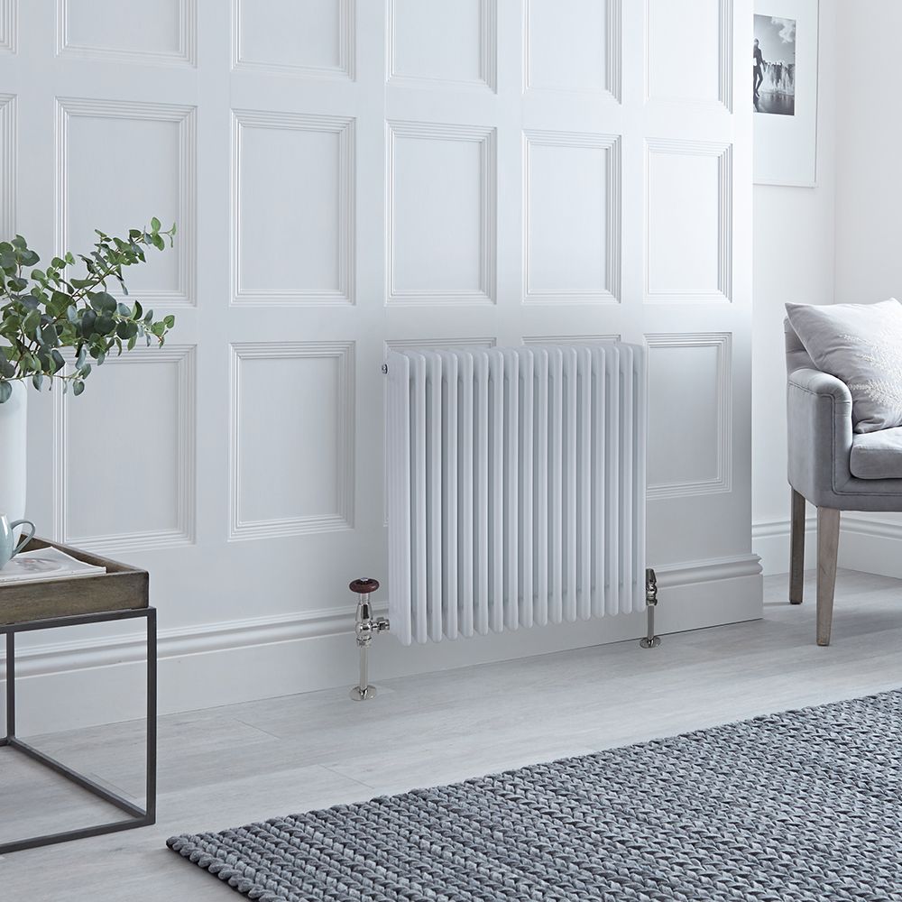 Milano Windsor - White Horizontal Traditional Four Column Radiator - 750mm x 785mm