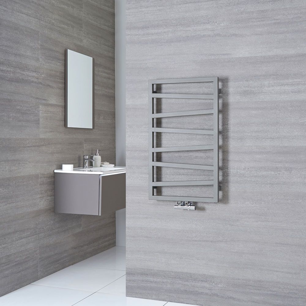 Terma ZigZag - Silver Vertical Heated Towel Rail - 835mm x 500mm