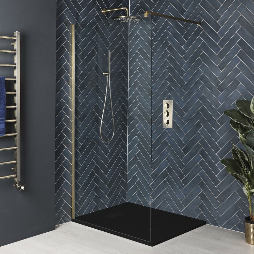 Milano Monet - Antique Brass Walk-In Shower Enclosure with Slate Effect Tray - Choice of Sizes
