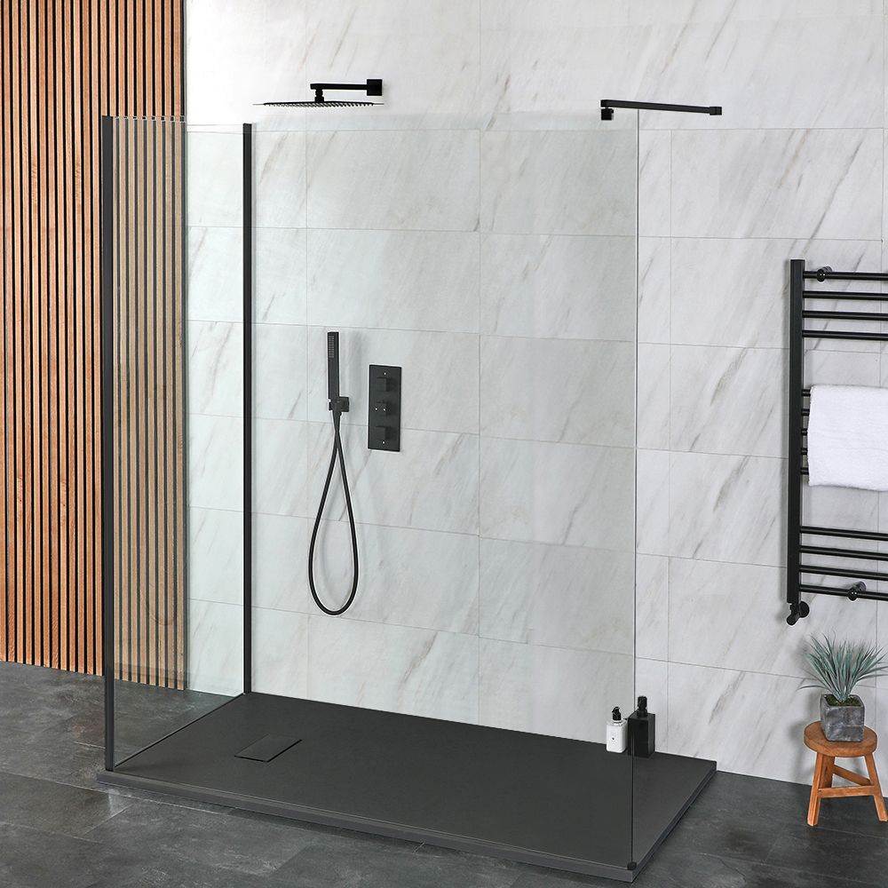 Milano Nero - 2 Sided Walk-In Shower Enclosure with Slate Tray - Choice of Sizes