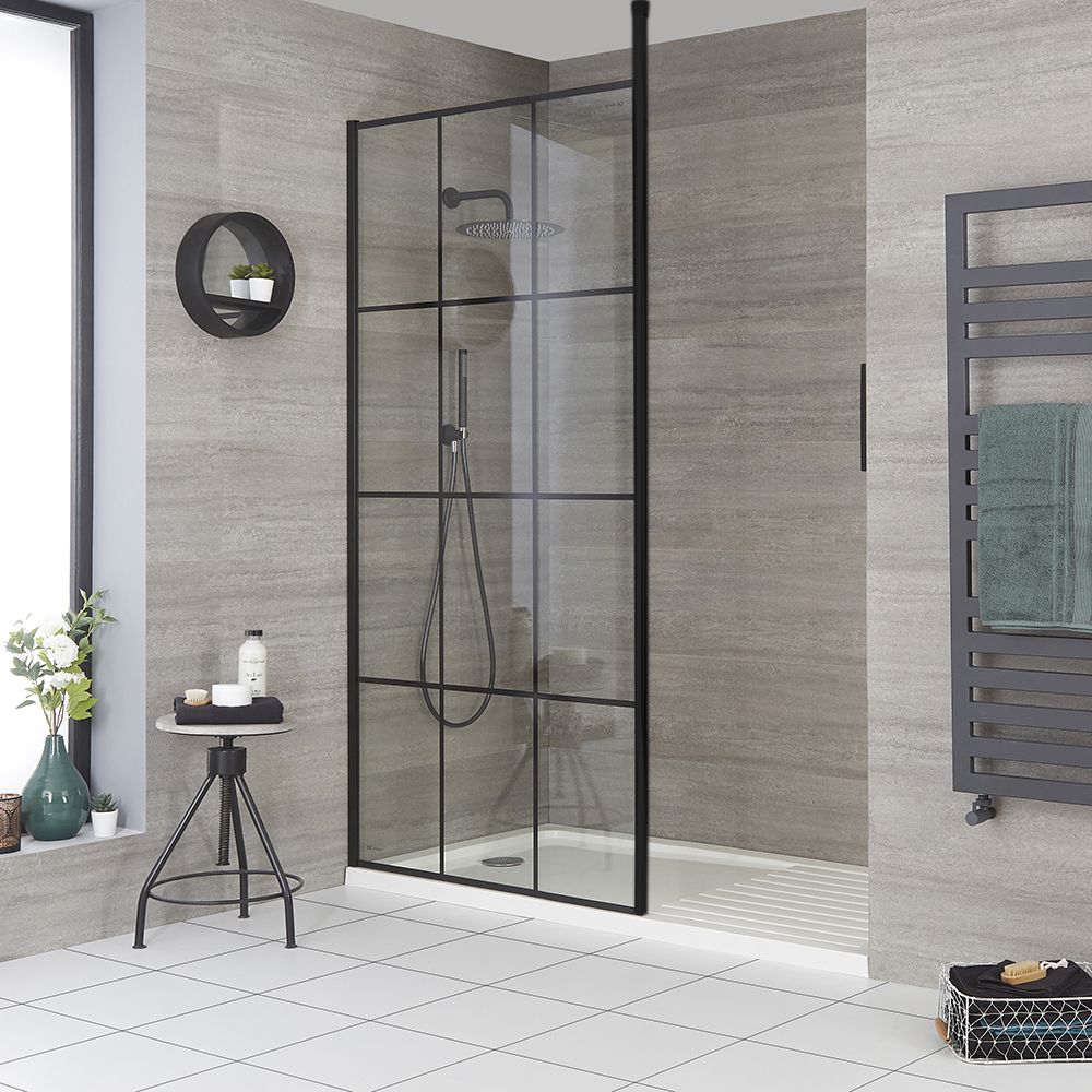 Milano Barq - Modern Walk-In Shower Enclosure with Tray - Choice of Sizes