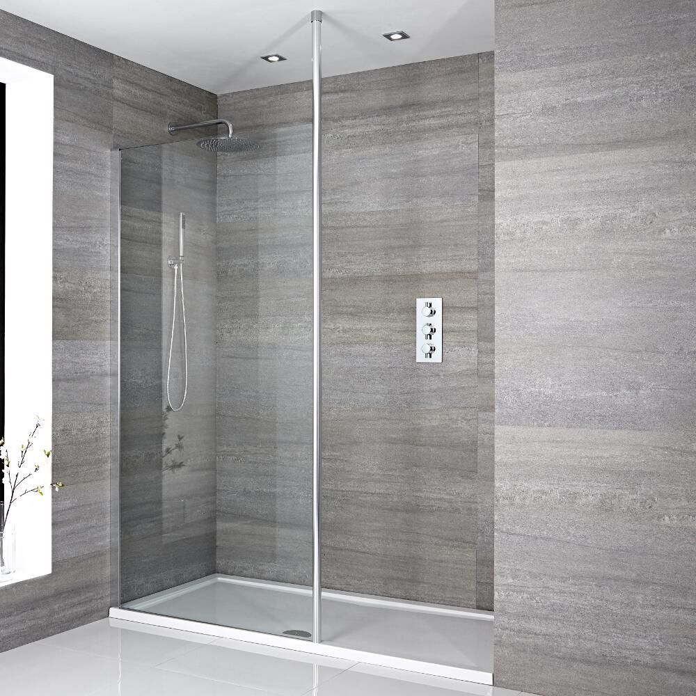 Milano Alto - Chrome Walk-In Shower Enclosure with Tray - Choice of Size