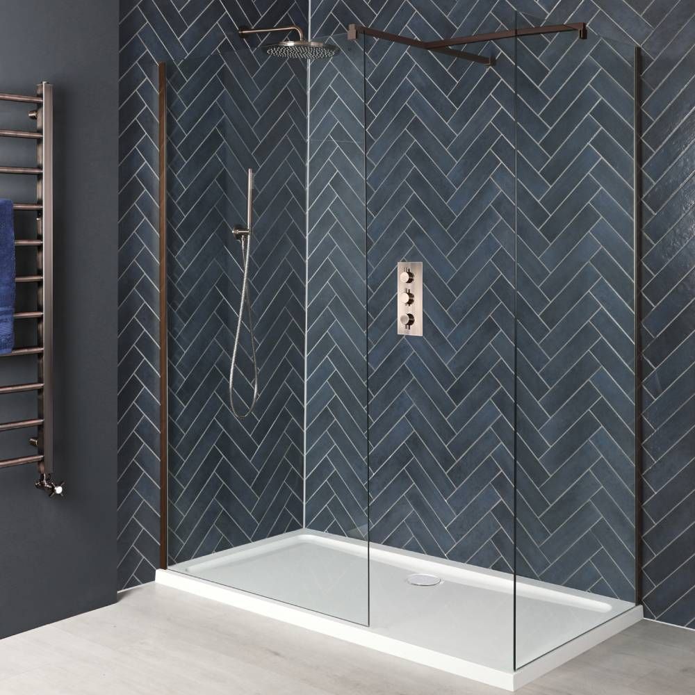 Milano Eris - Copper Corner Walk-In Shower Enclosure with Tray - Choice of Sizes