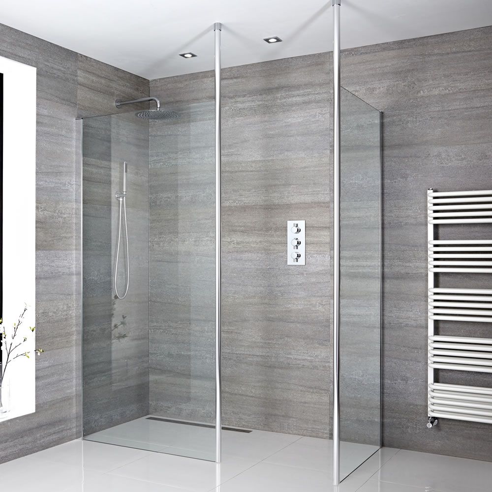 Milano Alto - Corner Wet Room Shower Enclosure - Choice of Glass Size & Drain