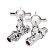 Milano - Chrome Traditional Straight Radiator Valves (Pair)