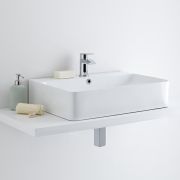 Milano Farington - White Modern Rectangular Countertop Basin - 600mm x 420mm (1 Tap-Hole)