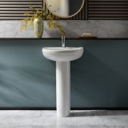 Milano Ballam - Modern 500mm Basin with Full Pedestal - (1 Tap-Hole)