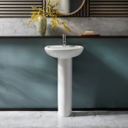 Milano Altham - Modern 450mm Cloakroom Basin with Full Pedestal - (1 Tap Hole)