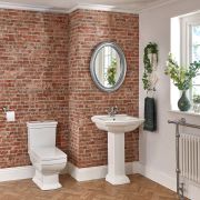 Milano Sandringham - Traditional Close Coupled Toilet and 1 Tap-Hole Pedestal Basin Set