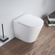 Milano Colby - White Modern Back To Wall Toilet with Soft Close Seat