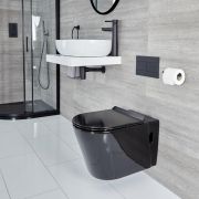 Milano Nero - Wall Hung Toilet with Soft Close Seat - Black