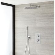 Milano Mirage - Chrome Thermostatic Shower with Diverter, Shower Head and Hand Shower (2 Outlet)