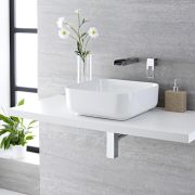 Milano Longton - White Modern Square Countertop Basin - 400mm x 400mm (No Tap-Holes)