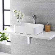 Milano Rivington - White Modern Rectangular Countertop Basin and High Rise Mixer Tap - 480mm x 370mm