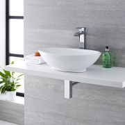 Milano Altham - White Modern Oval Countertop Basin - 520mm x 320mm (No Tap-Holes)