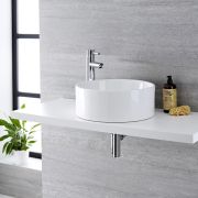 Milano Ballam - White Modern Round Countertop Basin - 400mm x 400mm (No Tap-Holes)