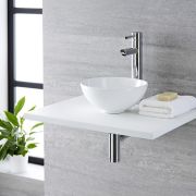 Milano Irwell - White Modern Round Countertop Basin - 280mm x 280mm (No Tap-Holes)