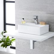 Milano Elswick - White Modern Rectangular Countertop Basin - 360mm x 250mm (1 Tap-Hole)