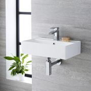 Milano Dalton - White Modern Rectangular Wall Hung Basin - 550mm x 310mm (1 Tap-Hole)