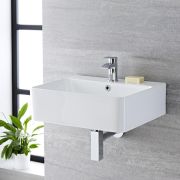 Milano Farington - White Modern Rectangular Wall Hung Basin - 520mm x 420mm (1 Tap-Hole)