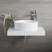 Milano Art - White Modern Round Countertop Basin - 395mm (No Tap-Holes)