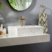 Milano Elswick - Terrazzo Effect Rectangular Countertop Basin - 500mm x 350mm (1 Tap Hole)